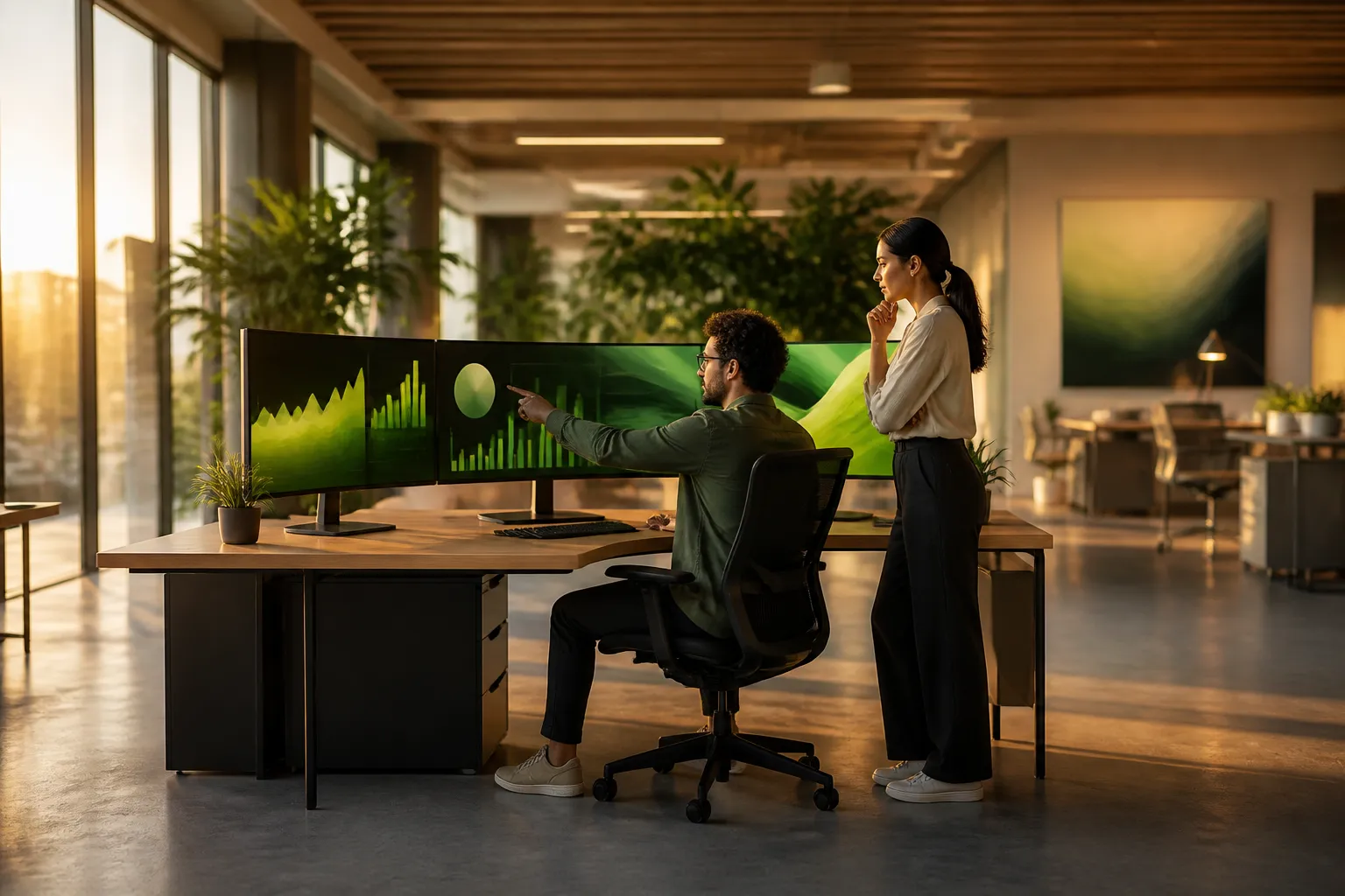 Thribewave agency team reviewing AI-powered marketing dashboards